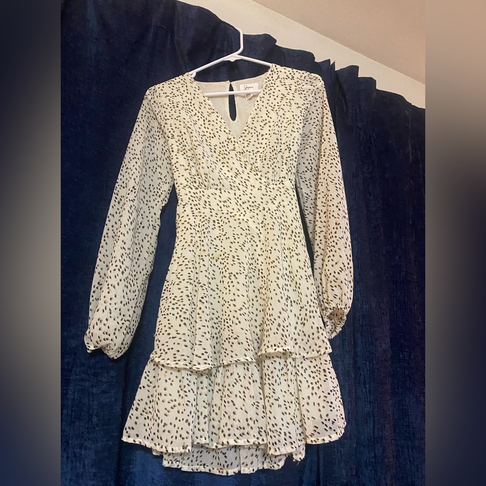 Japna dress Size Small. Black, cream, and brown polka dot.